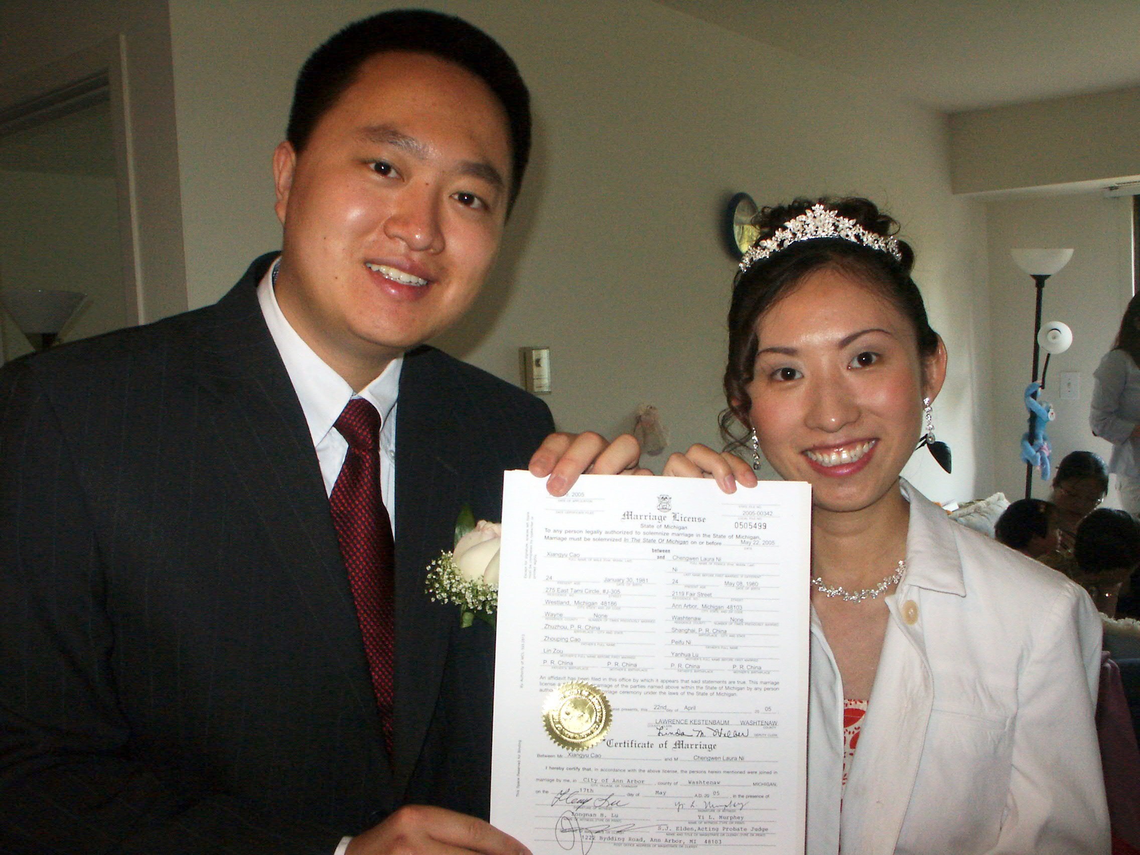 2005安娜堡婚礼证书